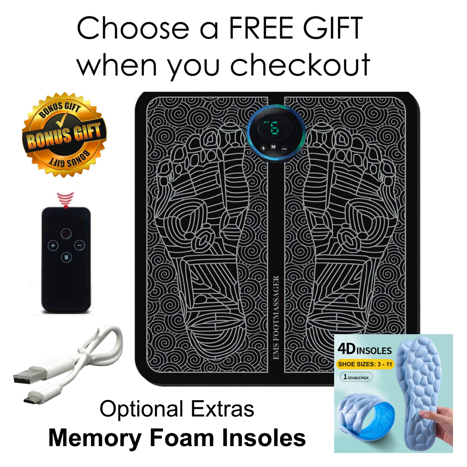 Phixnozar EMS Foot Massager Mat–Foot Stimulator Massager Pad