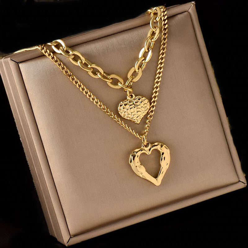 Saudi gold necklace hot sale with heart pendant