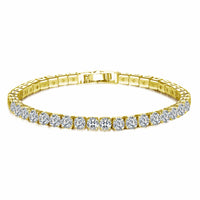 12.00 CTTW Brilliant Cut Clear Synthetic Sapphire Bracelet 18K Gold Plated