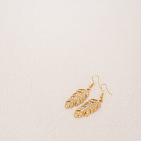 18K Rose Gold Plated Feather Drop Earrings Made With The Worlds Finest Crystals