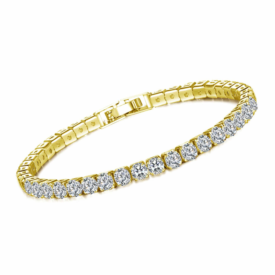 12.00 CTTW Brilliant Cut Clear Synthetic Sapphire Bracelet 18K Gold Plated