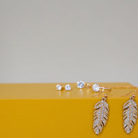 18K Rose Gold Plated Feather Drop Earrings Made With The Worlds Finest Crystals